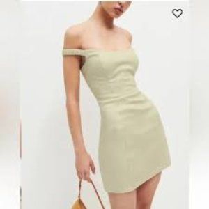 REFORMATION  SAWYER LINEN DRESS  IN DRIED HERBS/SIZE 12